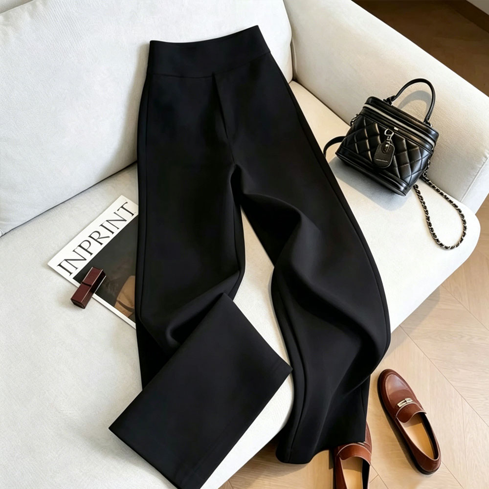 Women Formal Wear Black - Elegant Black High Waist Straight Wide