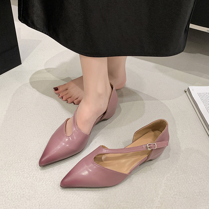 Pump Heel Block - French Pointed Toe Sandals Women's Summer