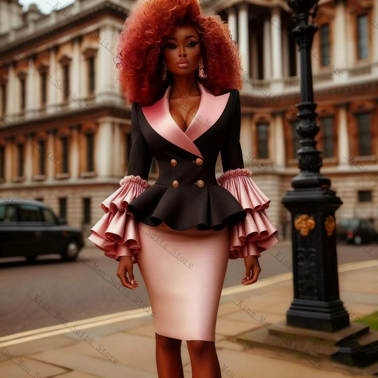 Women'S Formal Wear For A Wedding Guest - Black Pink Women Suit Set 2