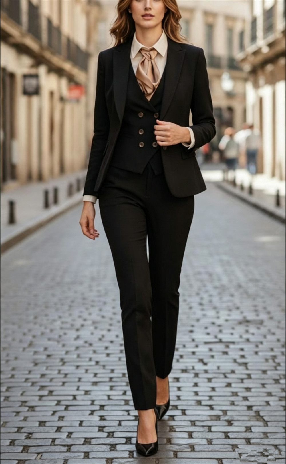 Women Formal Wear Tailor - Women’s Black 3 Pieces Suit Set