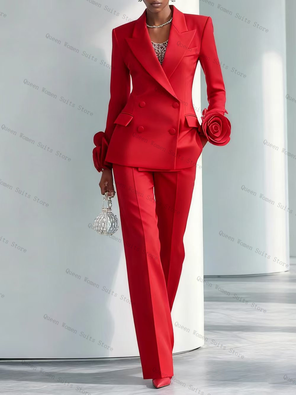 Women'S Formal Wear For A Wedding Guest - Luxury Red Women Suit Set 2