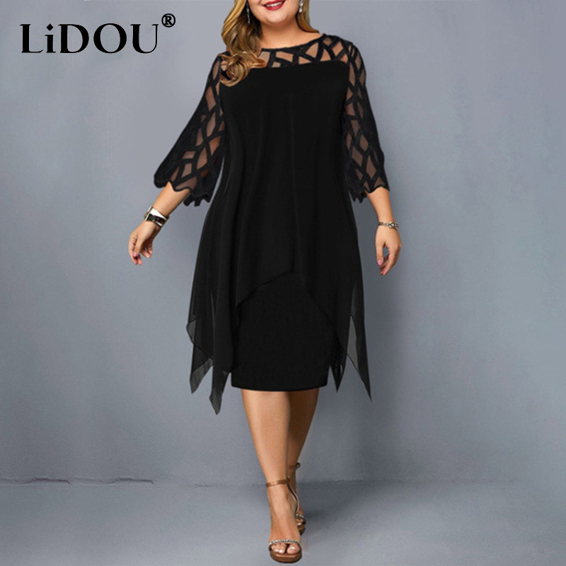 Women Formal Office Wear Tops - New Elegant Lace Mesh Plus Size