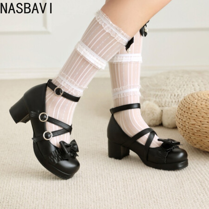 Women Formal Office Wear Tops - NASBAVI Women's Lolitas Mary Janes Shoes