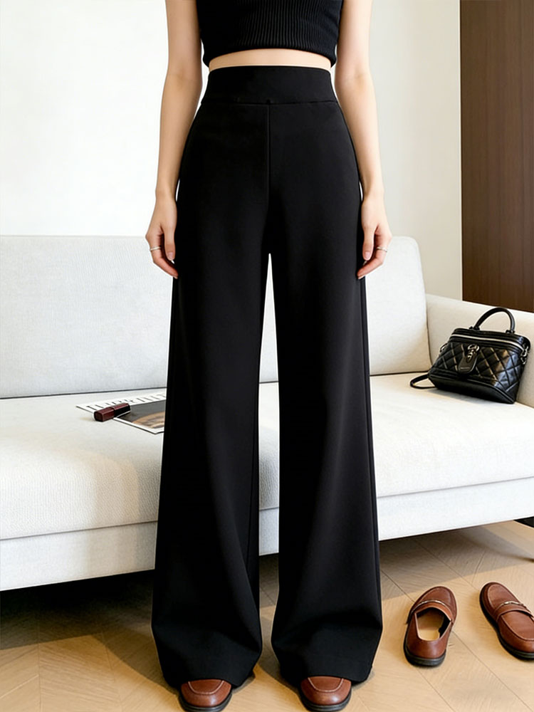 Elegant Black High Waist Strai - Women Formal Wear Black review and price