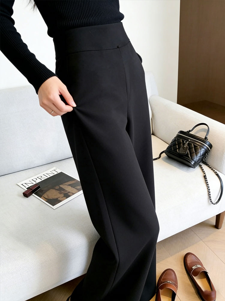 Elegant Black High Waist Strai - Women Formal Wear Black review and price