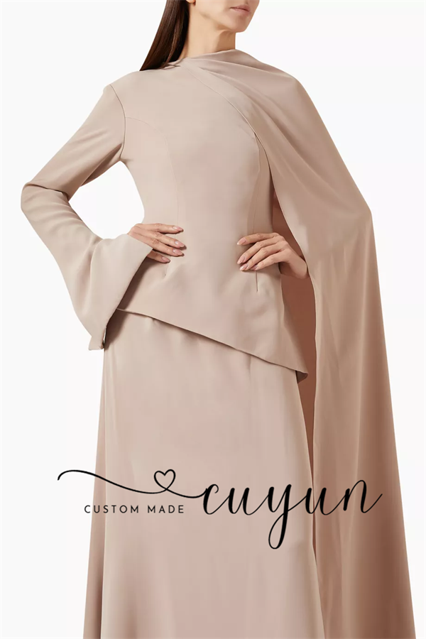 CUYUN Customized Khaki Modest  - Women'S Formal Wear For A Wedding Guest review and price