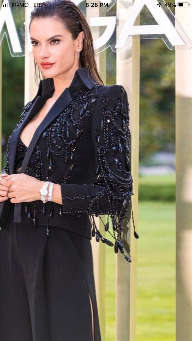 Black Crystals Women Suits Set - Women Formal Wear Black review and price