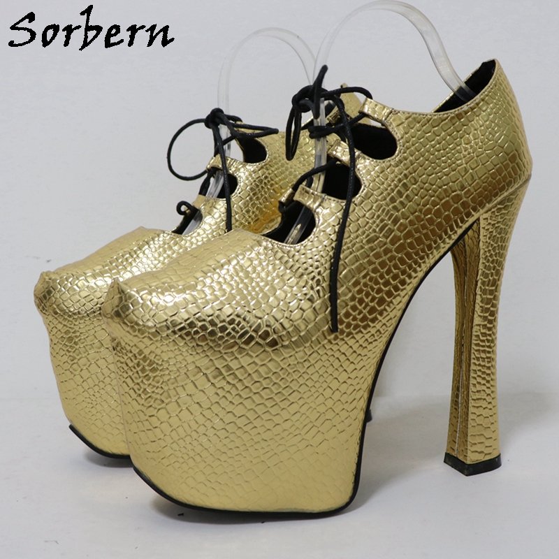 Sorbern Gold Crocodile 20Cm Pu - Pump Heel Block review and price