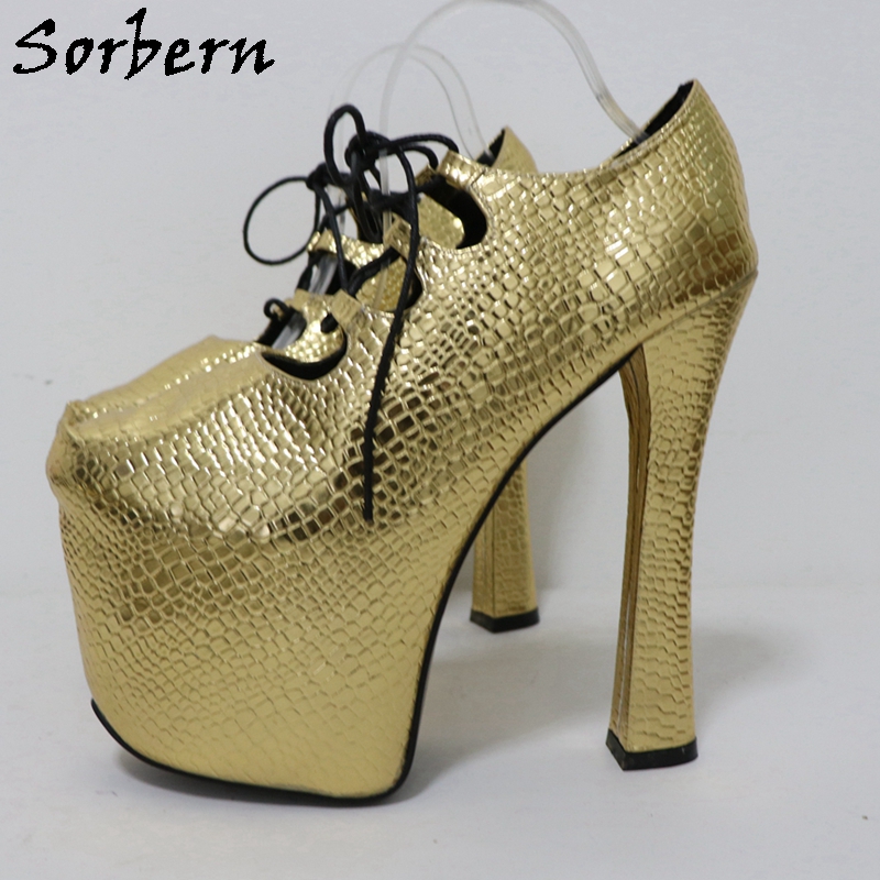 Sorbern Gold Crocodile 20Cm Pu - Pump Heel Block review and price