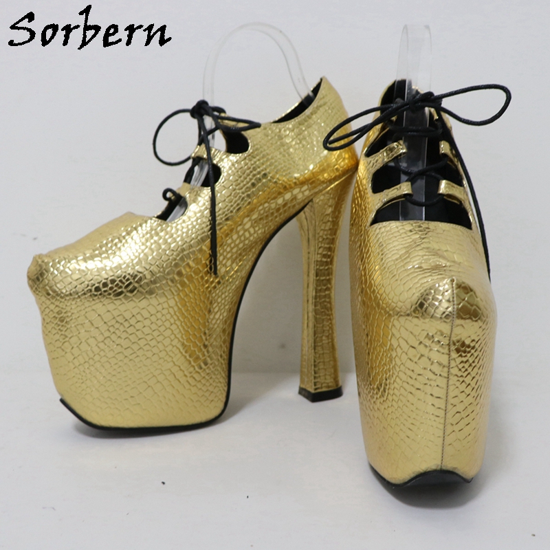 Sorbern Gold Crocodile 20Cm Pu - Pump Heel Block review and price