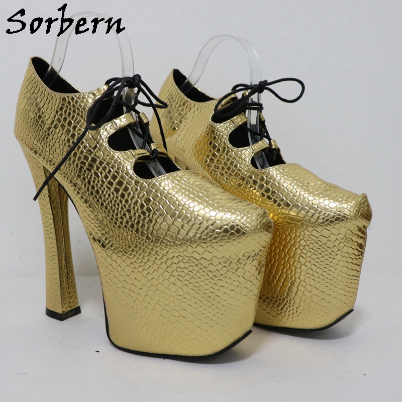 Sorbern Gold Crocodile 20Cm Pu - Pump Heel Block review and price