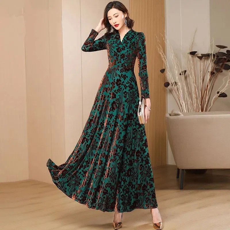 Spring Autumn New Gold Velvet  - Women'S Green Formal Wear review and price