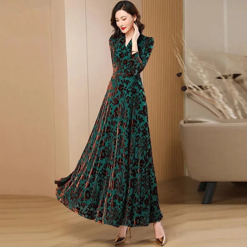 Spring Autumn New Gold Velvet  - Women'S Green Formal Wear review and price