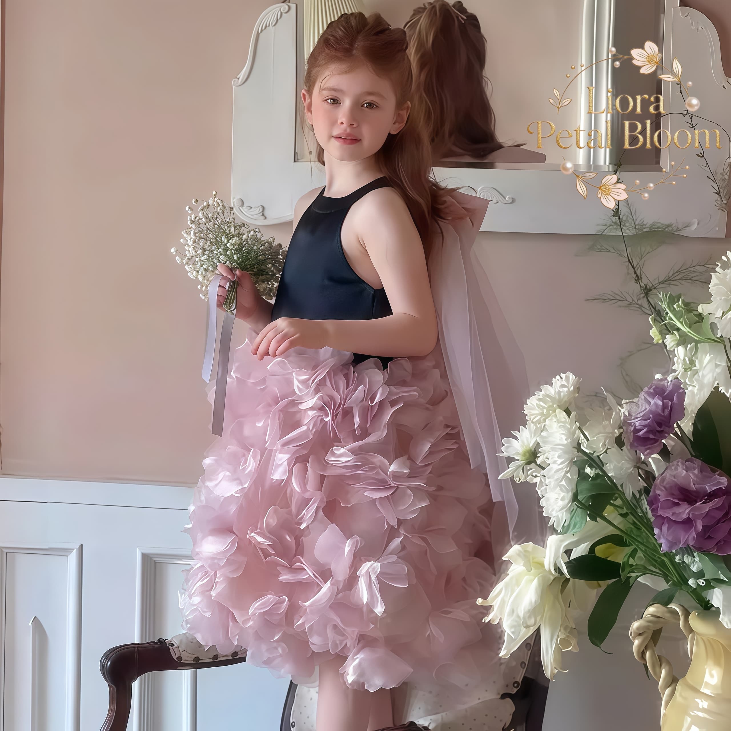Girls' Black Floral Tulle Dres - Women Formal Wear Black review and price