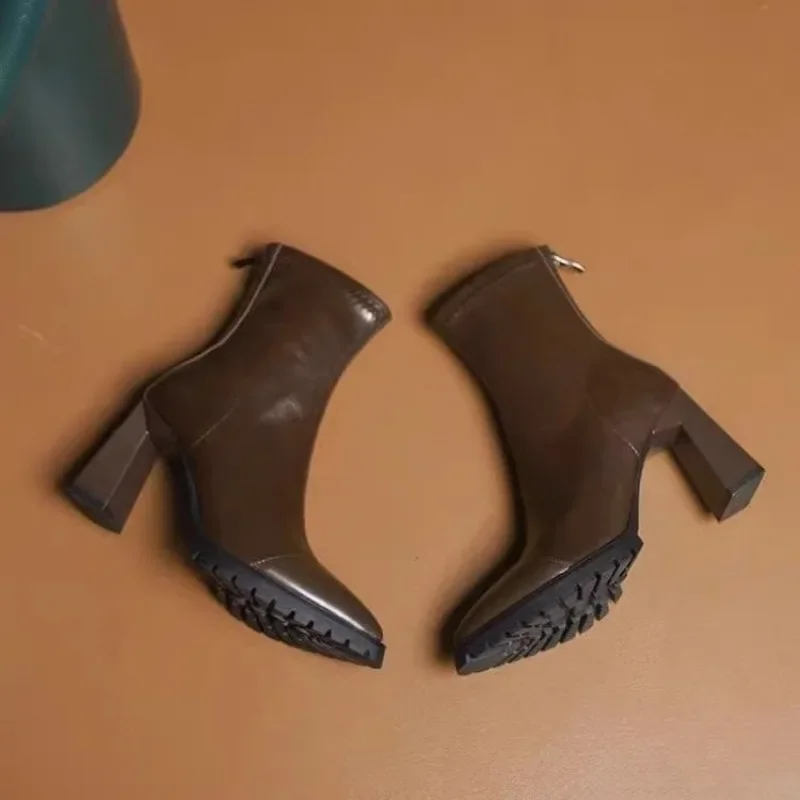 Pointed Toe French Tight Boots - Pump Heel Block review and price