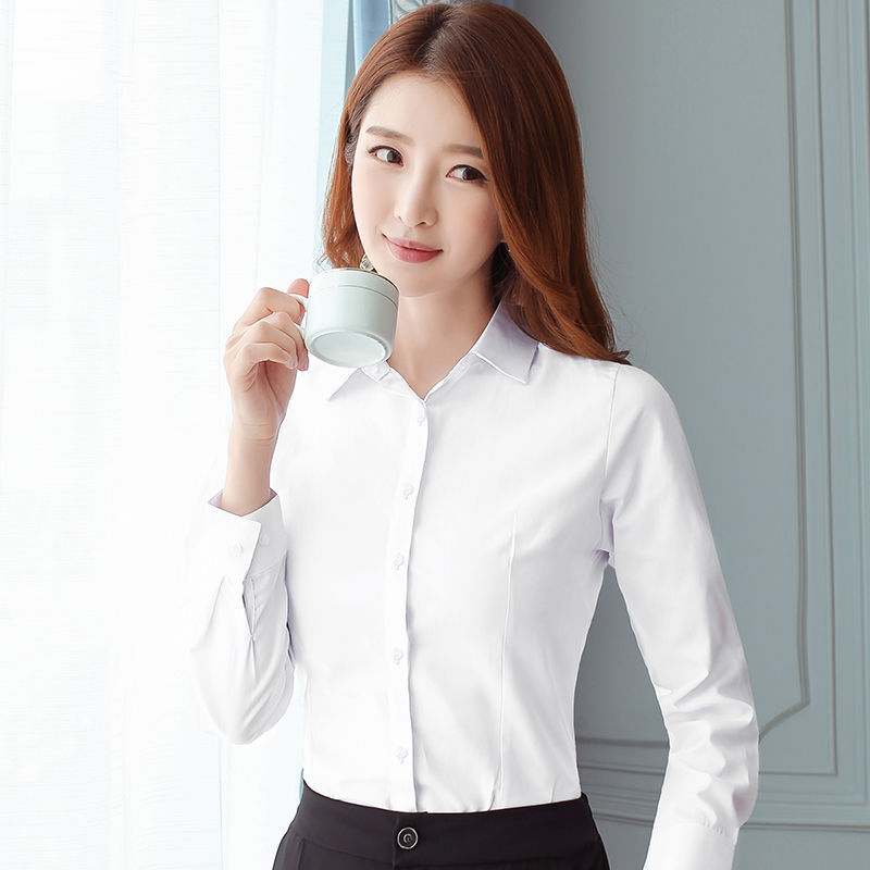 Korean Slim Black White Blouse - Women Formal Wear Black review and price