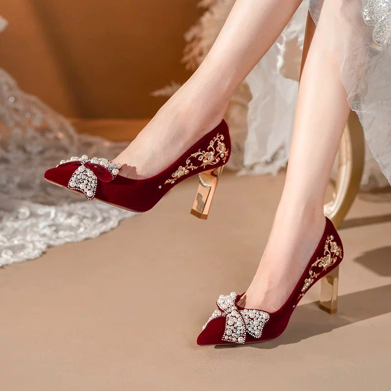 Embroidered Block Heel Single  - Pump Heel Block review and price