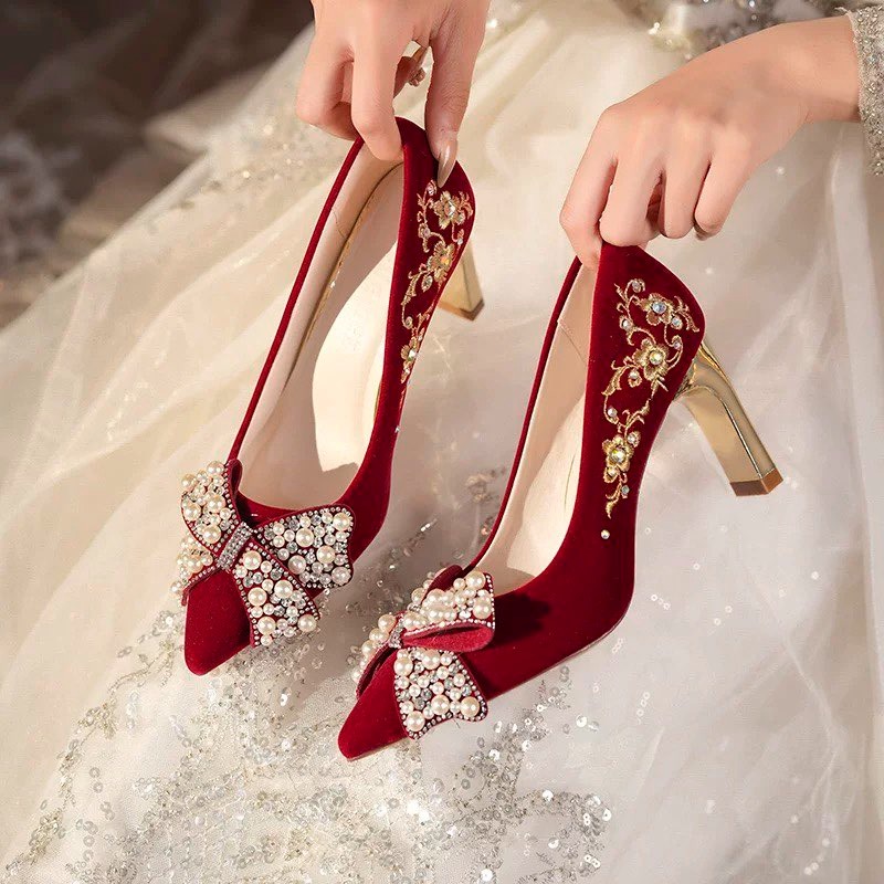 Embroidered Block Heel Single  - Pump Heel Block review and price