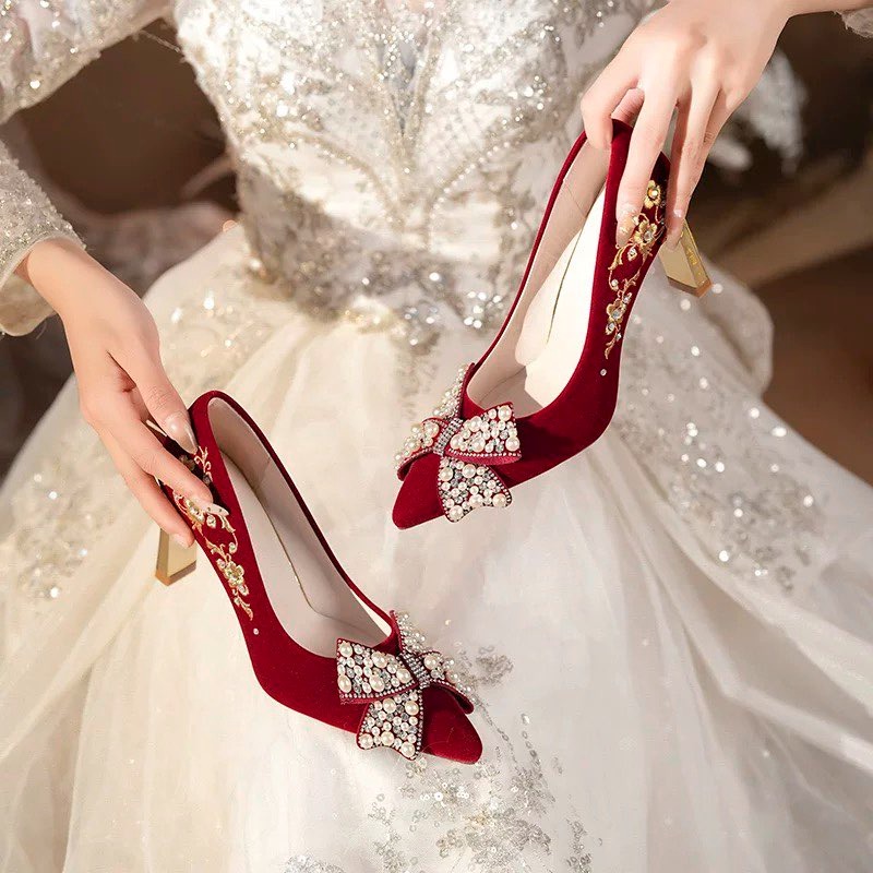 Embroidered Block Heel Single  - Pump Heel Block review and price
