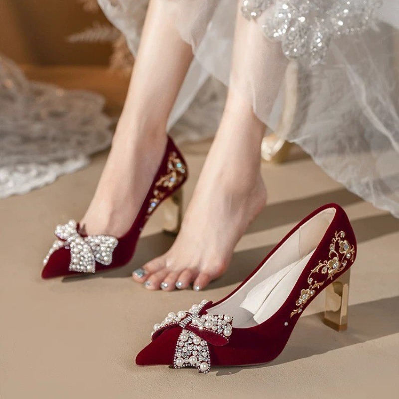 Embroidered Block Heel Single  - Pump Heel Block review and price