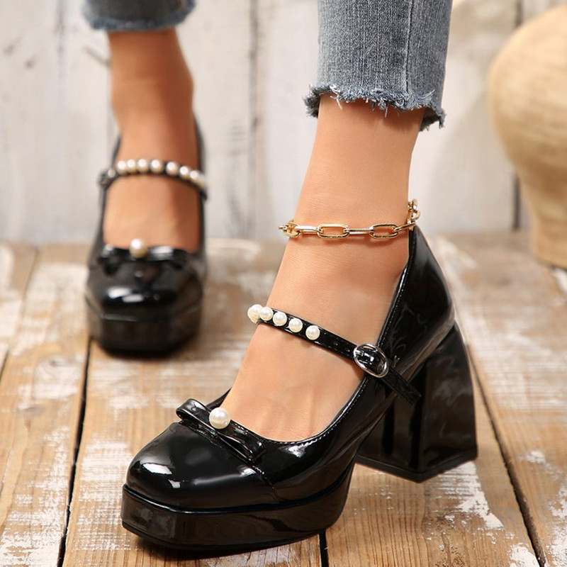 Luxury Brand Block Heel Mary J - Pump Heel Block review and price