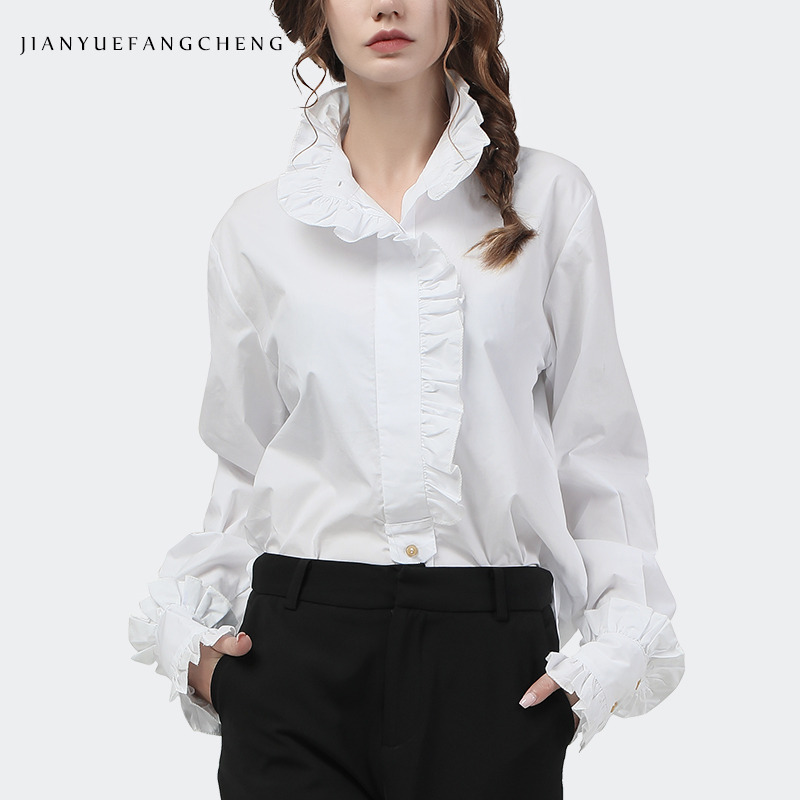 Elegant Ruffles Women White Co - Women Formal Office Wear Tops review and price