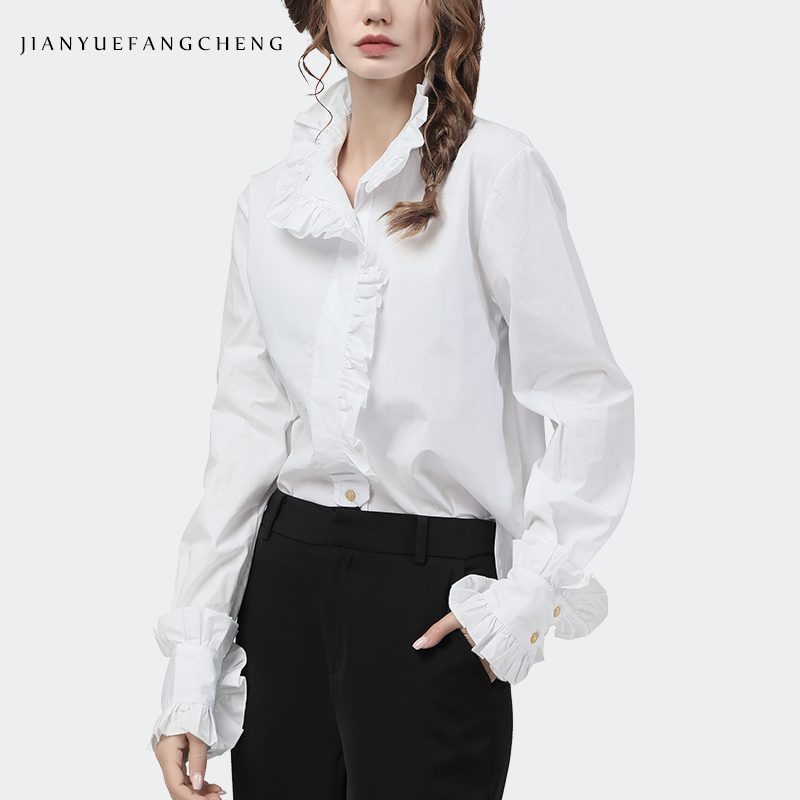 Elegant Ruffles Women White Co - Women Formal Office Wear Tops review and price
