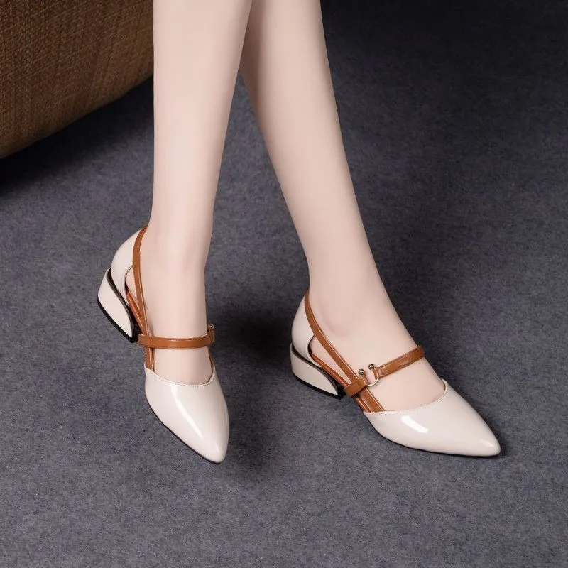 Women Two Tone Slingback Shoes - Pump Heel Block review and price