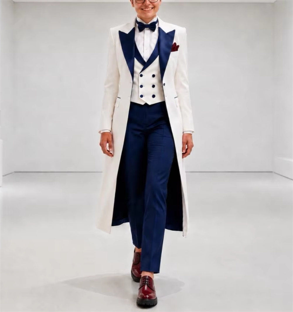 Navy Blue White Women's Jacket - Women Formal Wear For Office review and price